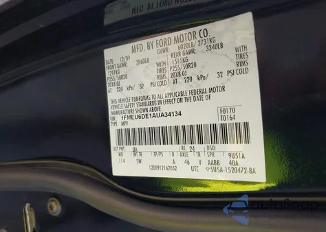 2010 Ford Explorer Xlt из США, поврежденный, VIN 1FMEU6DE1AUA34134